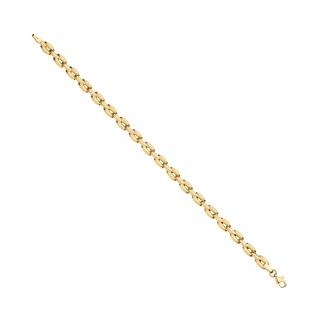 Yellow Gold Panther Link Ladies Bracelet 07"