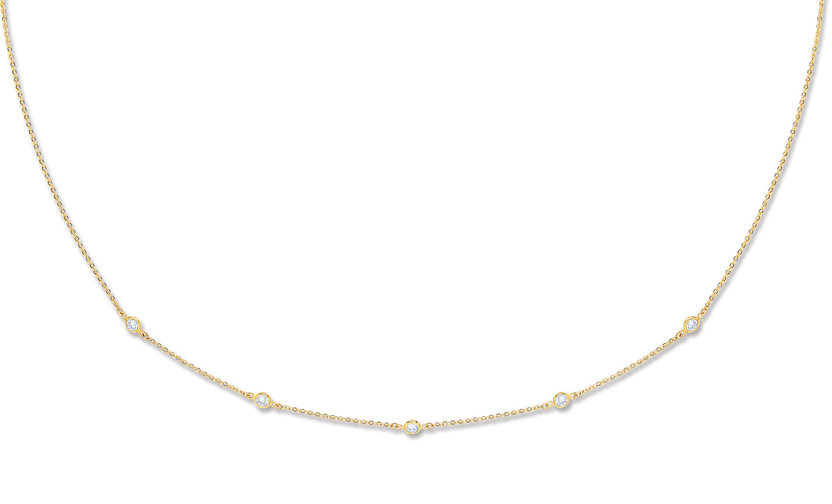Yellow Gold Cz by the Yard Cz Necklace 18"