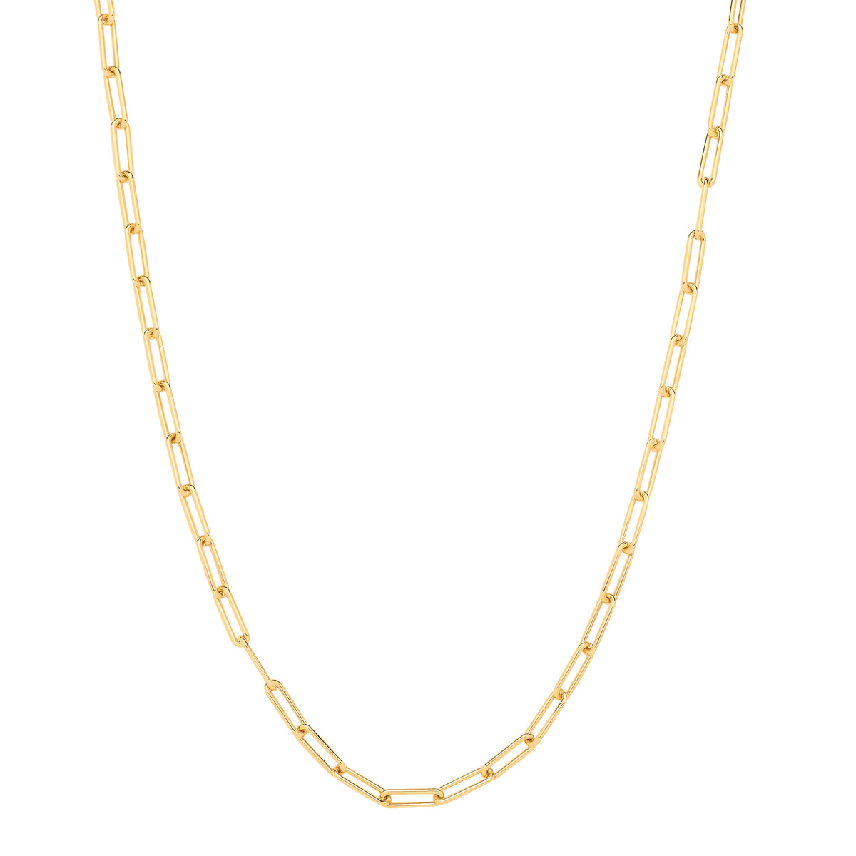 Yellow Gold Paper Clip Hollow 4.6mm Bracelet 7"
