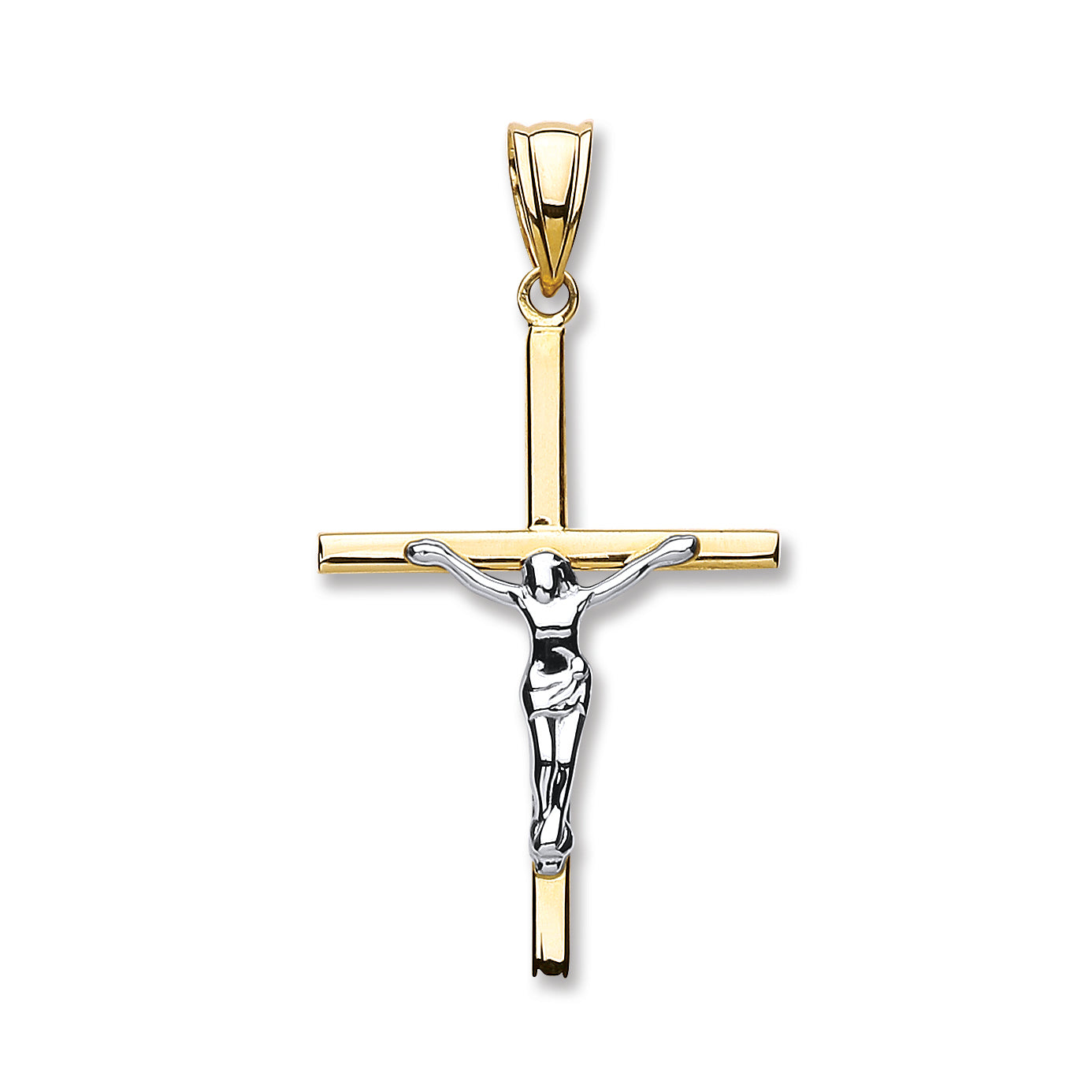 9ct Yellow & White Gold Hollow Crucifix