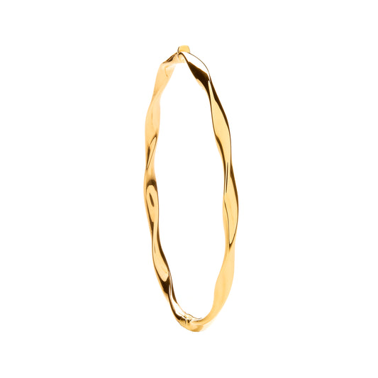 Yellow Gold Hollow Twist Ladies Bangle
