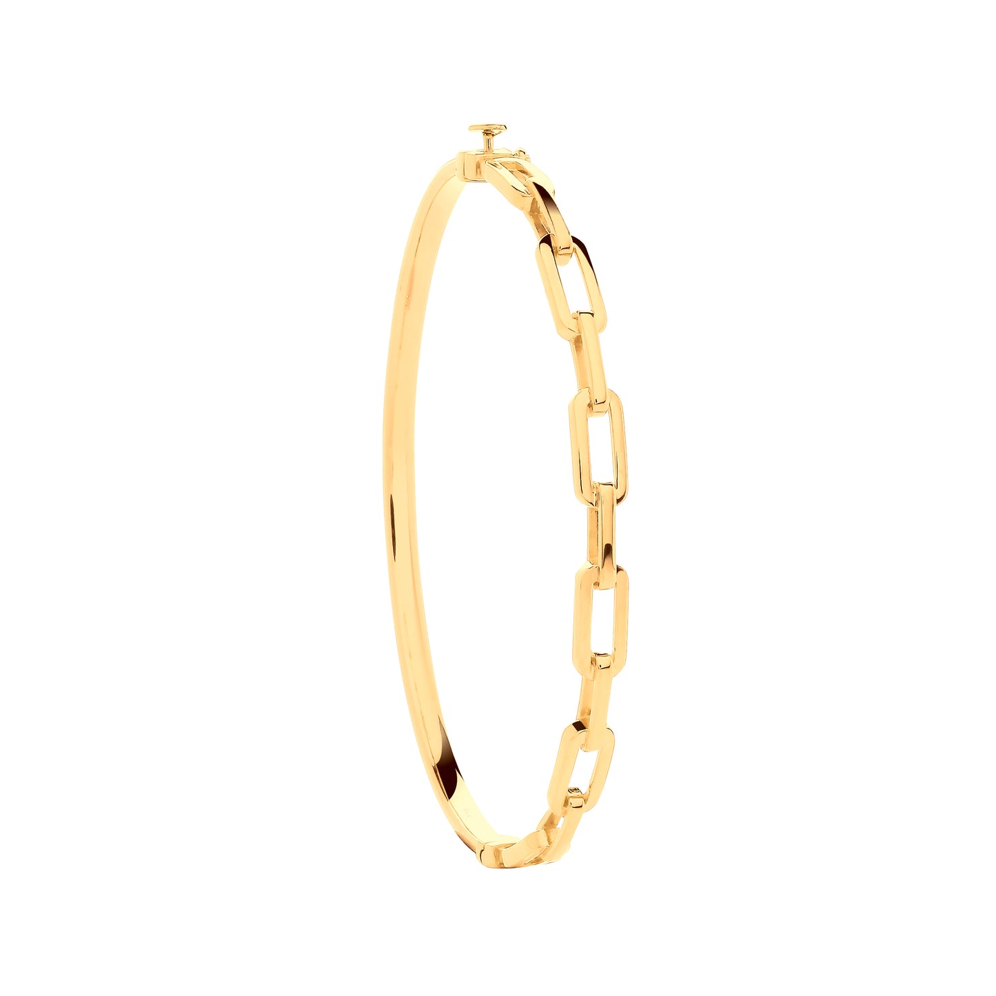Yellow Gold Paper Clip Ladies Bangle