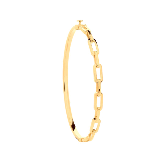 Yellow Gold Paper Clip Ladies Bangle