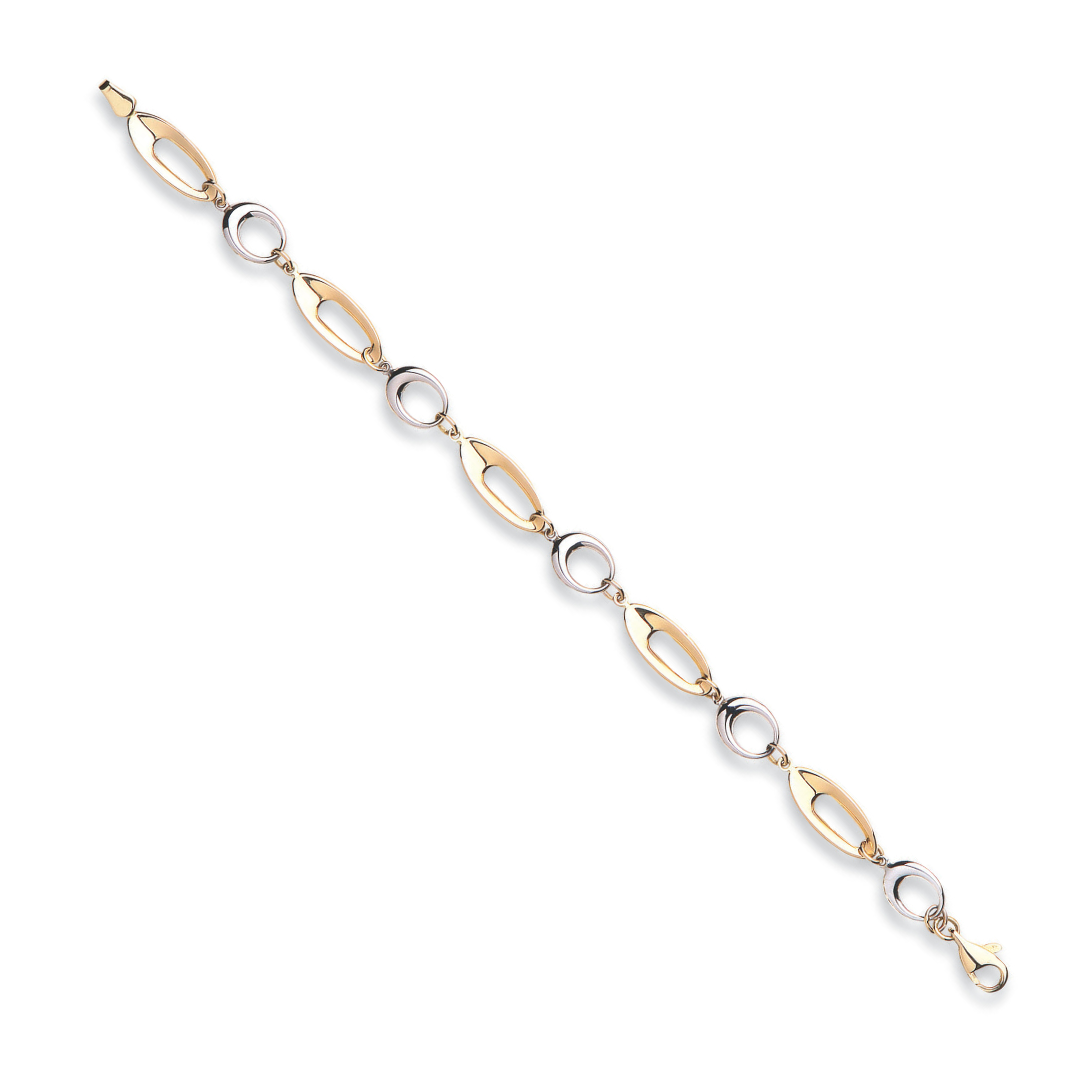 White & Yellow Gold Fancy Link Bracelet 7"