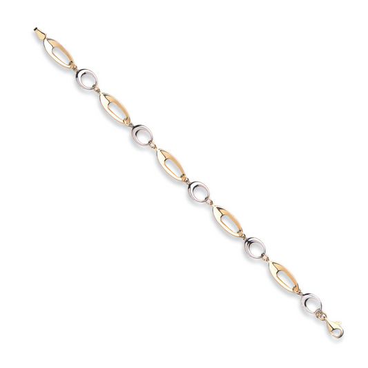 White & Yellow Gold Fancy Link Bracelet 7"