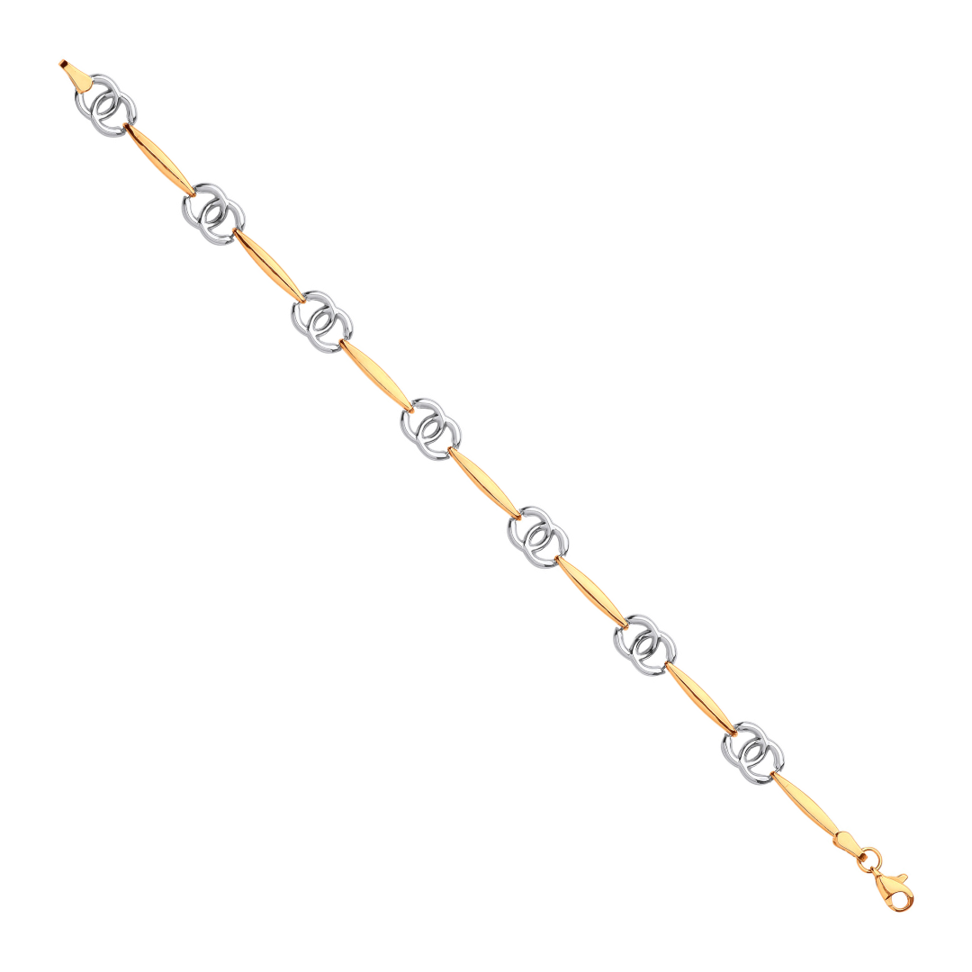 Yellow Gold Hearts Ladies Bracelet 07"