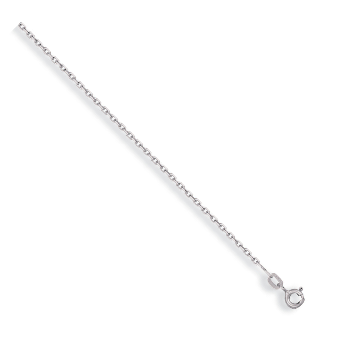 White Gold 1.2mm Diamond Cut Oval Belcher Chain 18"