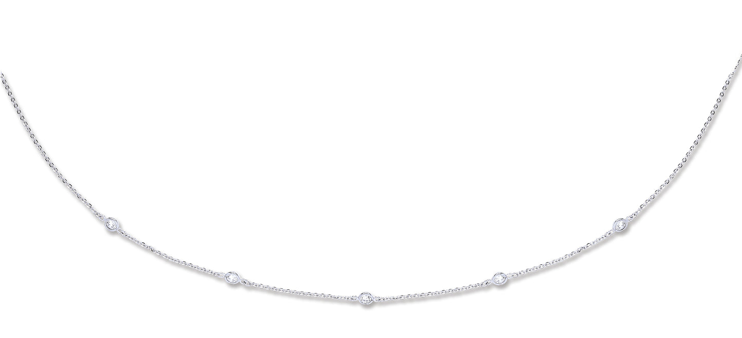 White Gold Cz by the Yard Cz Necklace 18"