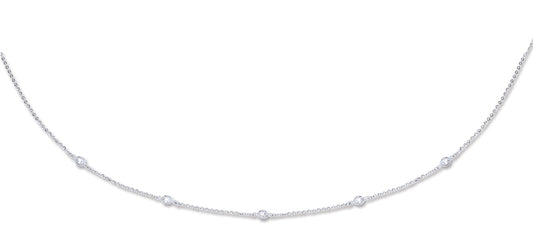 White Gold Cz by the Yard Cz Necklace 18"
