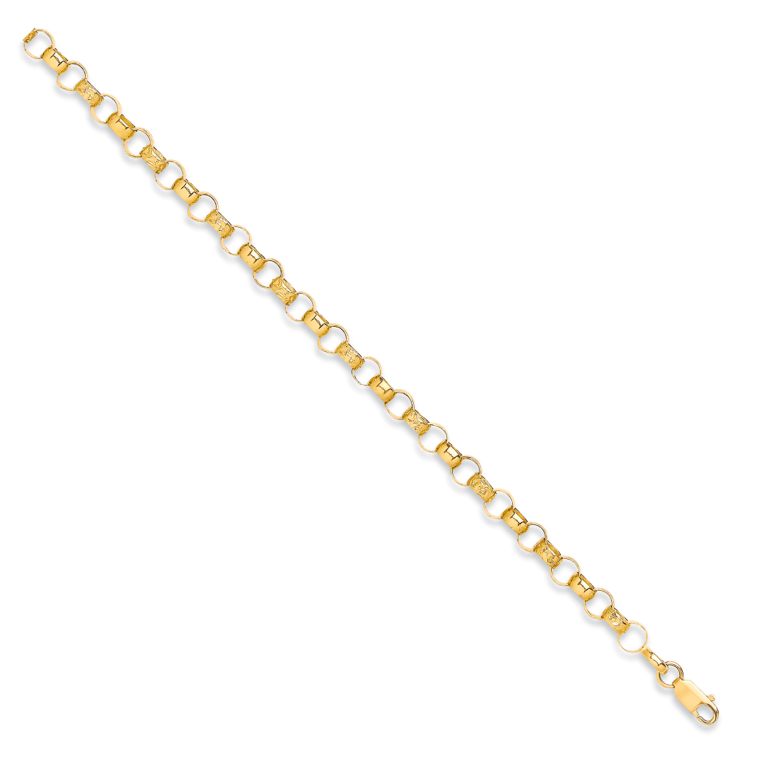 Yellow Gold Plain & Engraved 7mm Round Belcher Chain 20"