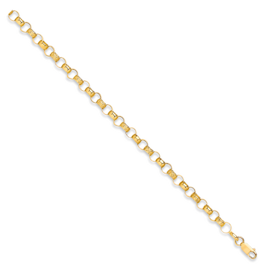 Yellow Gold Plain & Engraved 7mm Round Belcher Chain 20"