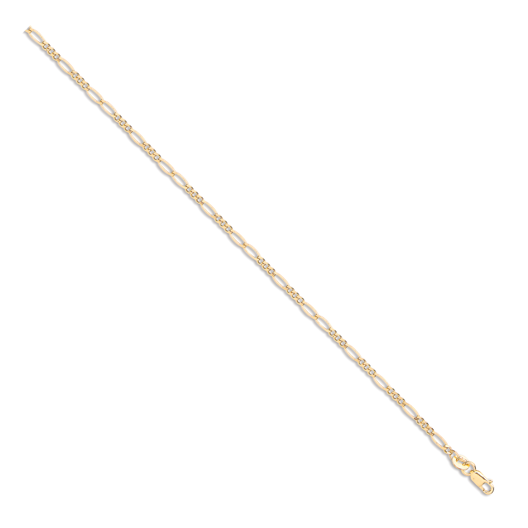 Yellow Gold 2.2mm Hollow Figaro Chain 18"