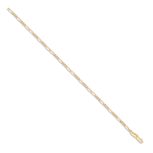 Yellow Gold 2.2mm Hollow Figaro Chain 18"