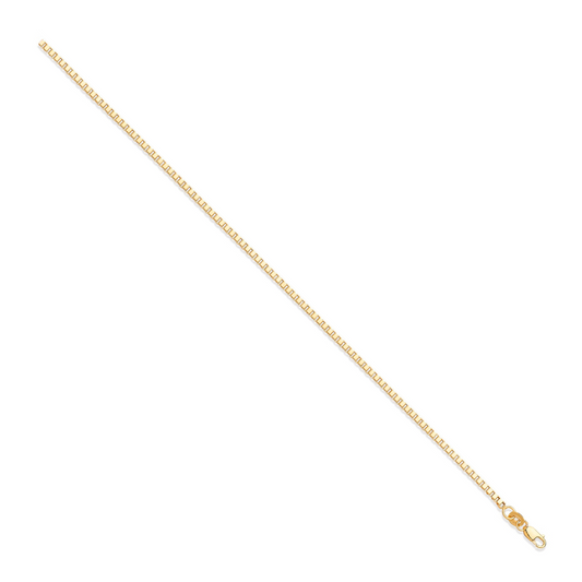 Yellow Gold 2.1mm Hollow Square Cut Box Chain 16"