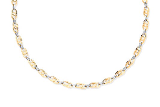 Yellow & White Gold Oval Tubes Necklace 18"