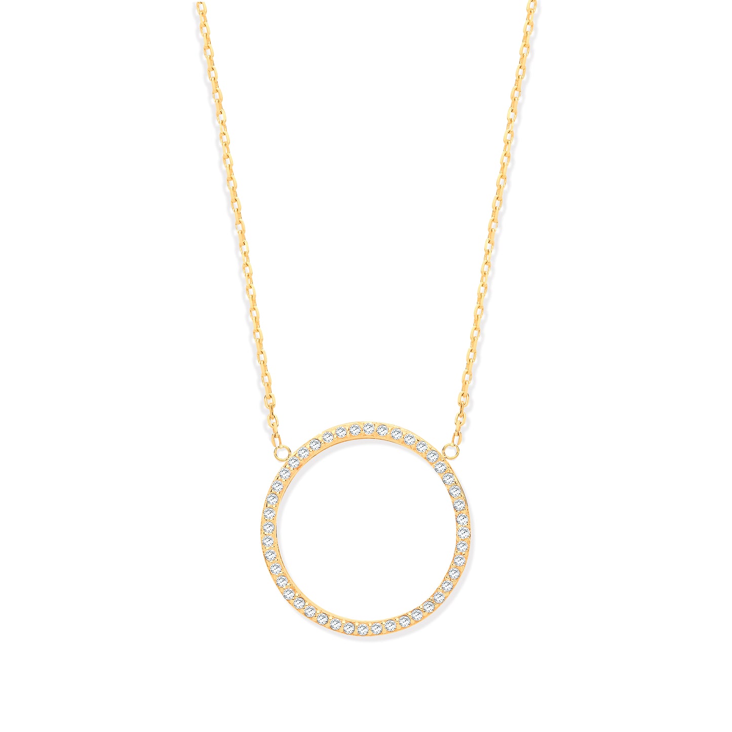 9ct Yellow Gold Circle of Life Cz Pendant 17"
