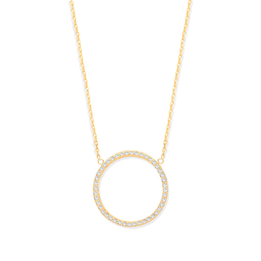 9ct Yellow Gold Circle of Life Cz Pendant 17"