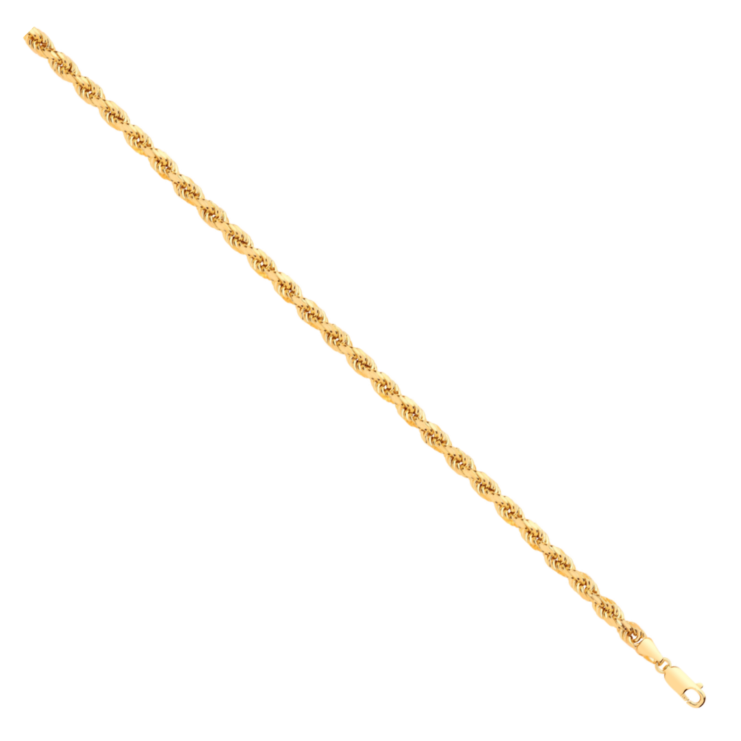 Yellow Gold 4.5mm Semi Solid D/C Rope Chain 24"