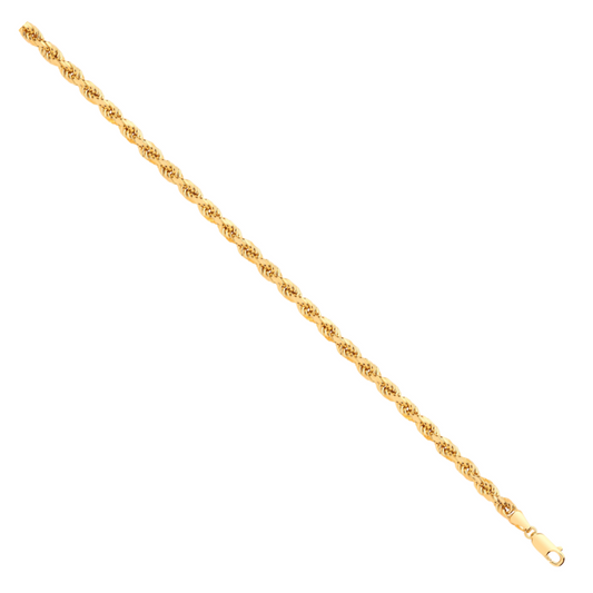 Yellow Gold 4.5mm Semi Solid D/C Rope Chain 24"