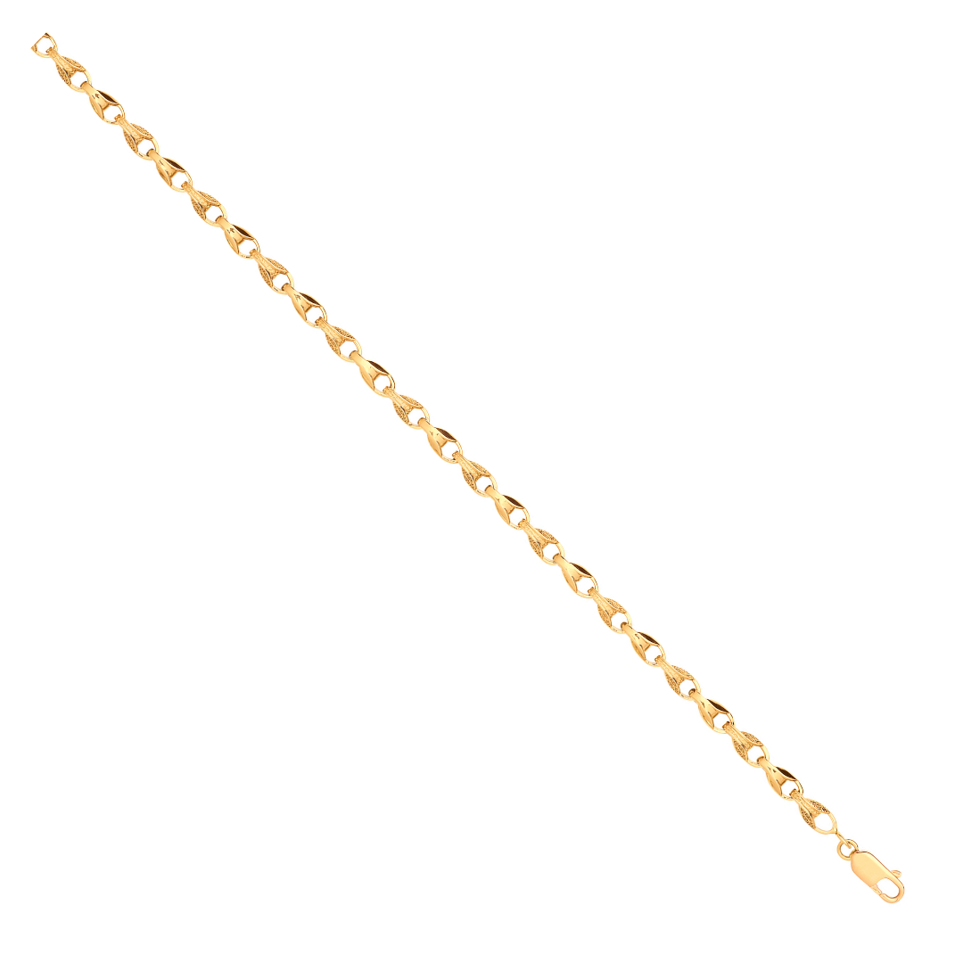 Yellow Gold Plain and Engraved 5mm Tulip Chain 28"