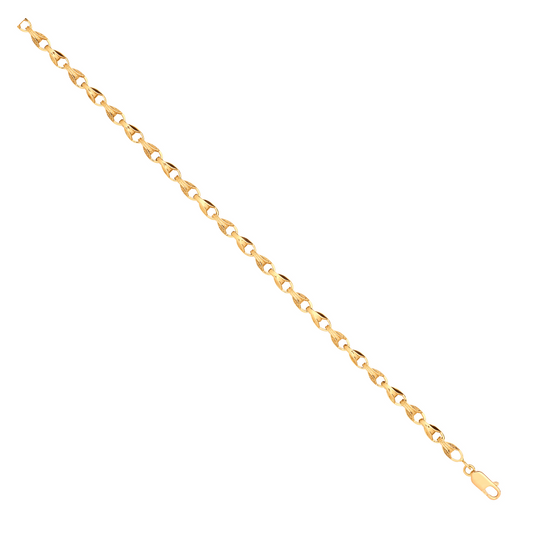 Yellow Gold Plain and Engraved 5mm Tulip Chain 28"