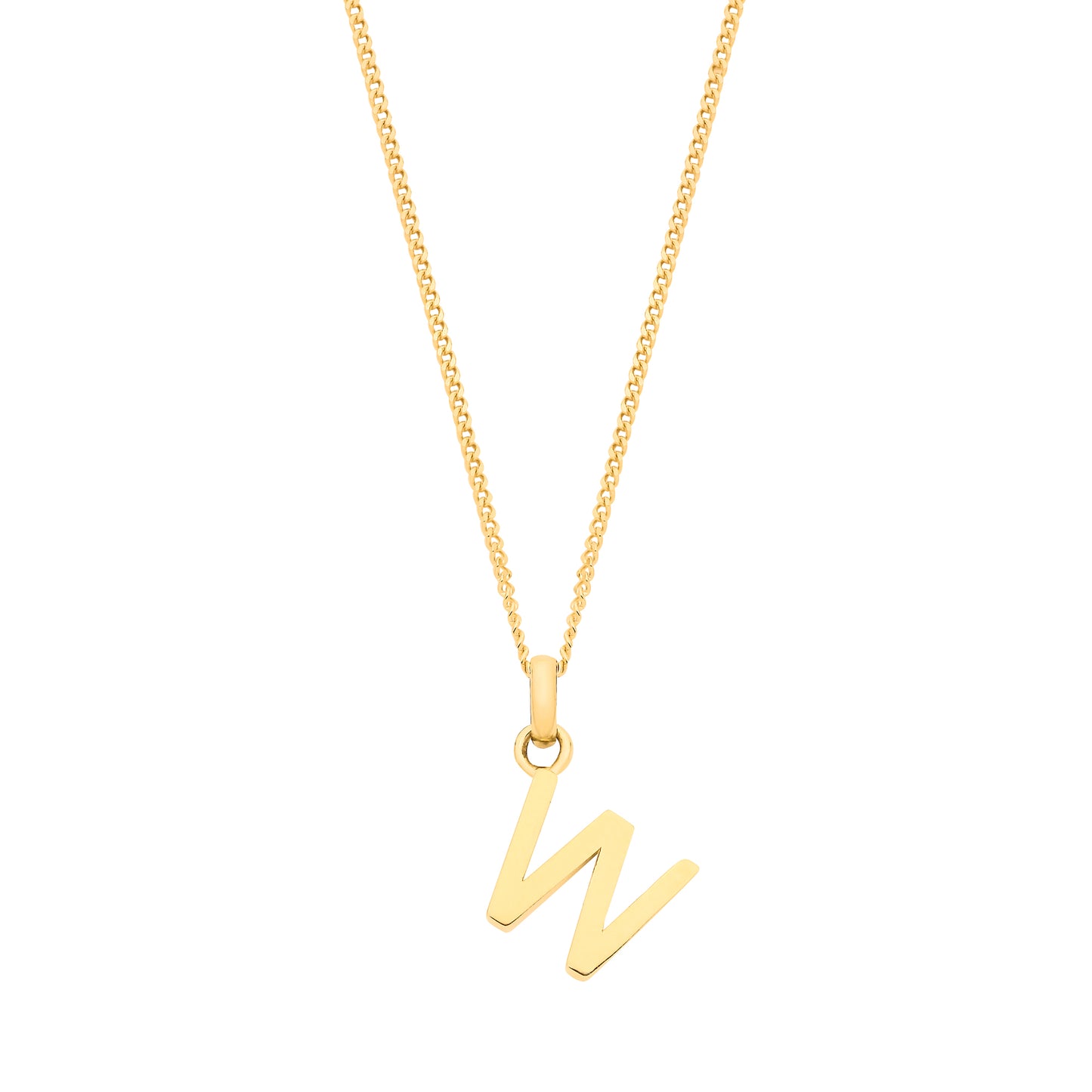 Yellow Gold Small Plain Initial on 18" Curb Chain