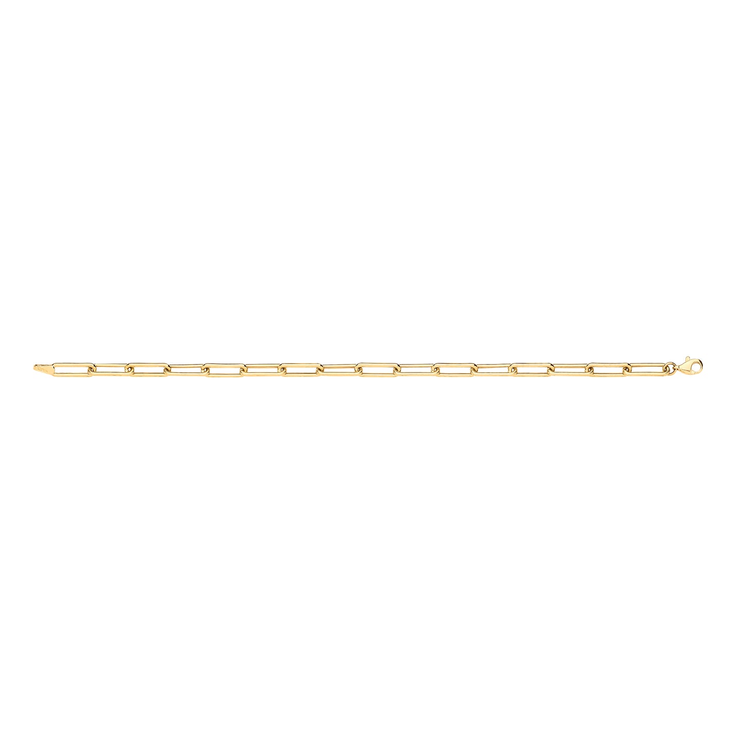 Yellow Gold Paper Clip Hollow 4.6mm Bracelet 7"