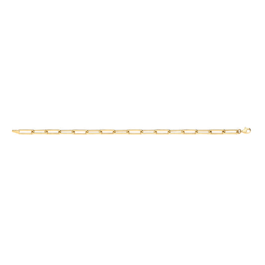 Yellow Gold Paper Clip Hollow 4.6mm Bracelet 7"