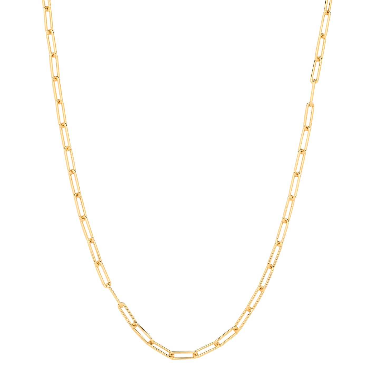 Yellow Gold Paper Clip Hollow 4.6mm Bracelet 7"