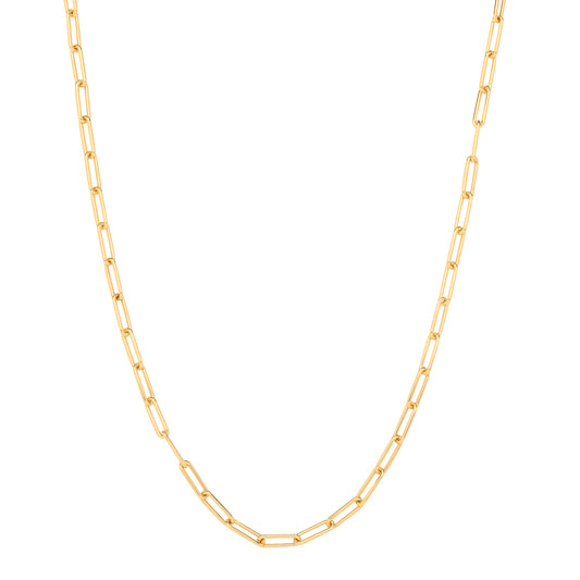 Yellow Gold Paper Clip Hollow 4.6mm Bracelet 7"