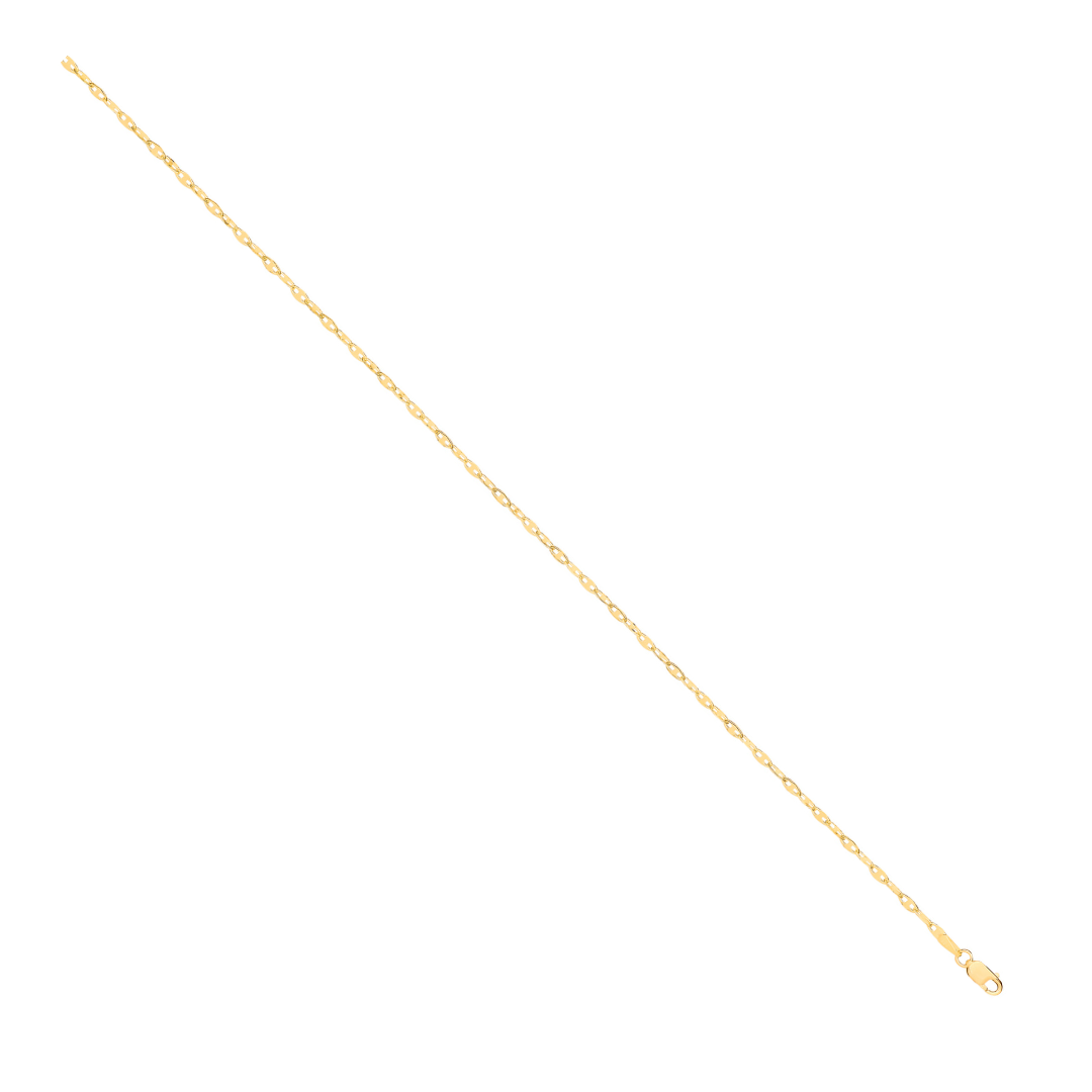 14ct Yellow Gold Hollow Shiny Anchor 2.2mm Chain 16"