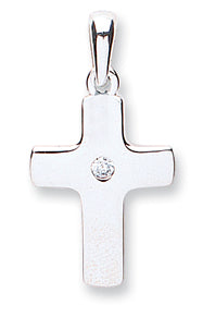 9ct White Gold Cz Cross