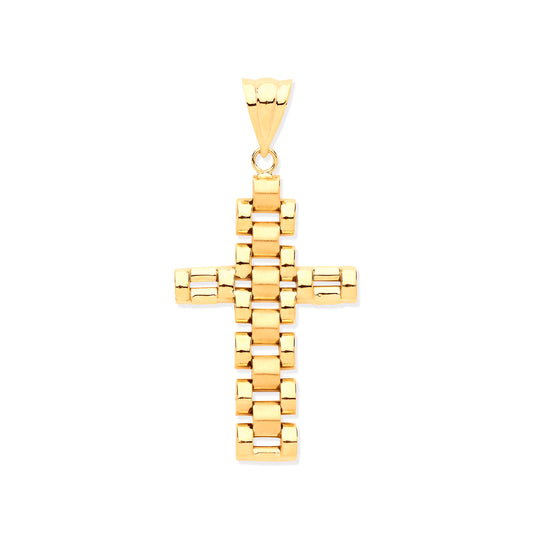 9ct Yellow Gold Fancy Link Cross