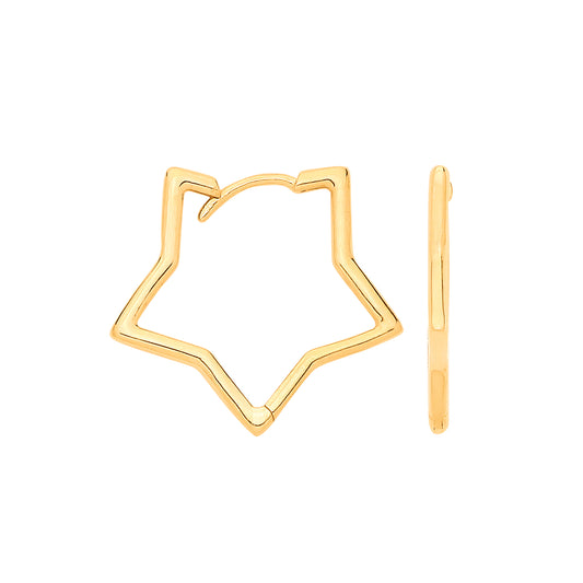 Yellow Gold Small Star Shaped Huggies