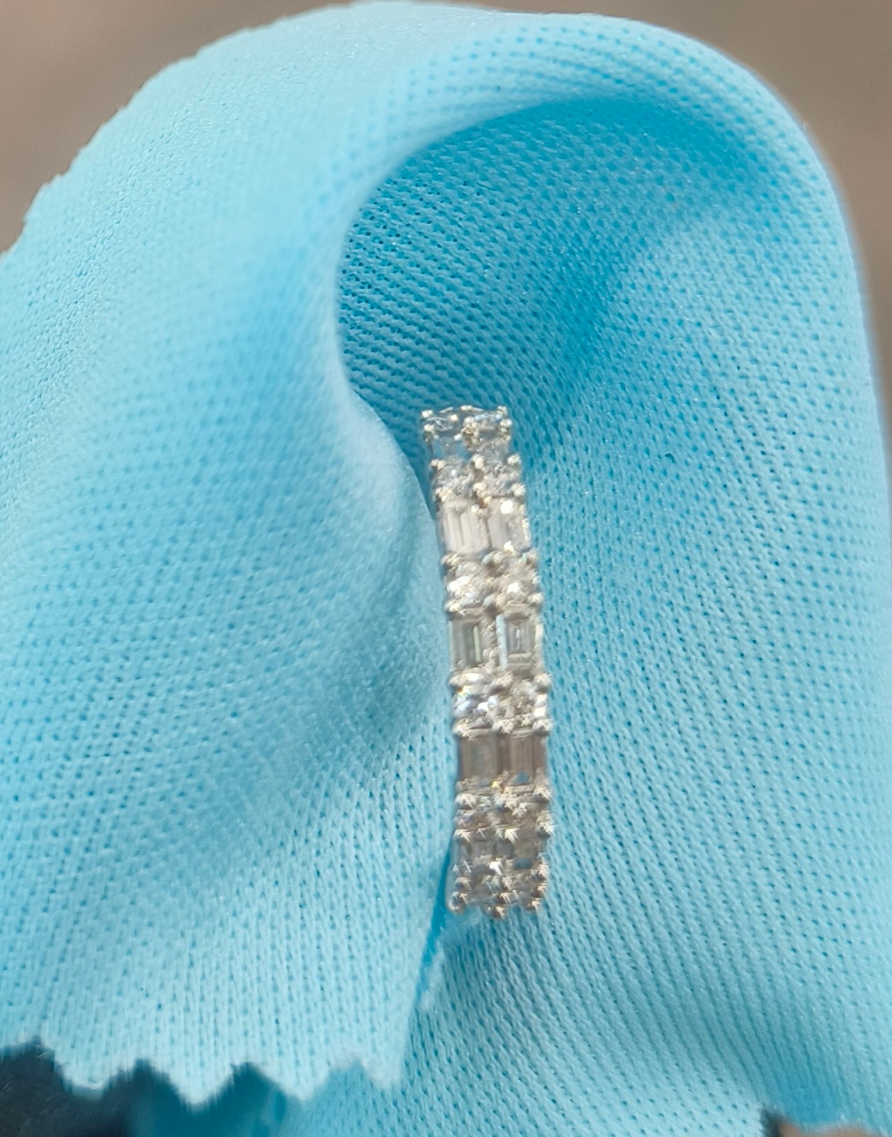 Platinum Natural Diamond Baguette & Round Ring