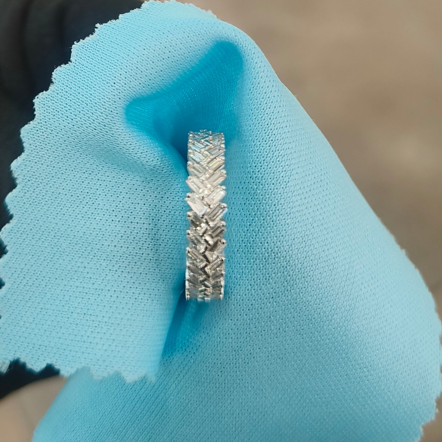 18k White Gold Baguette Natural Diamond Ring