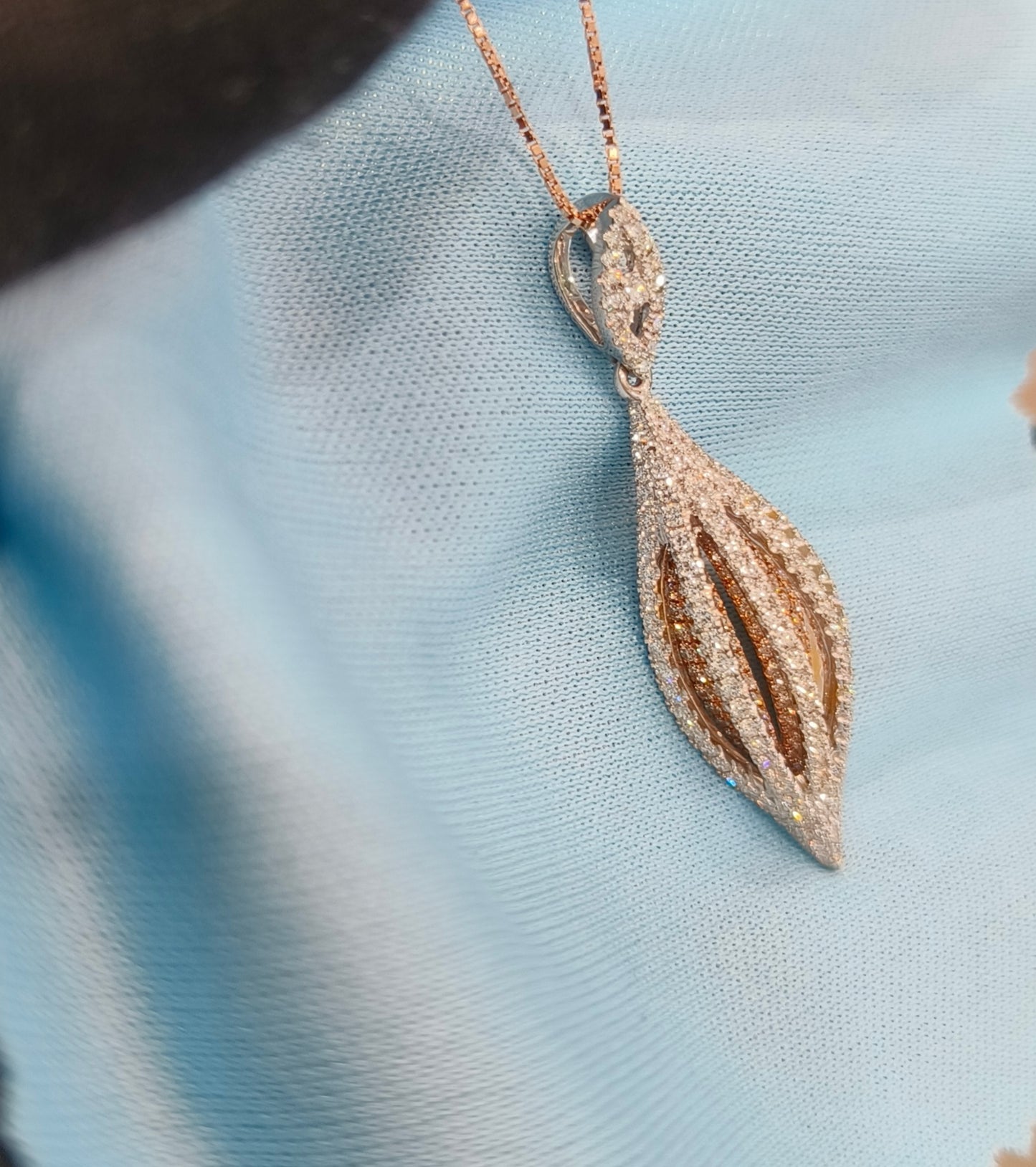 18k Rose & White Gold Natural Diamond Necklace