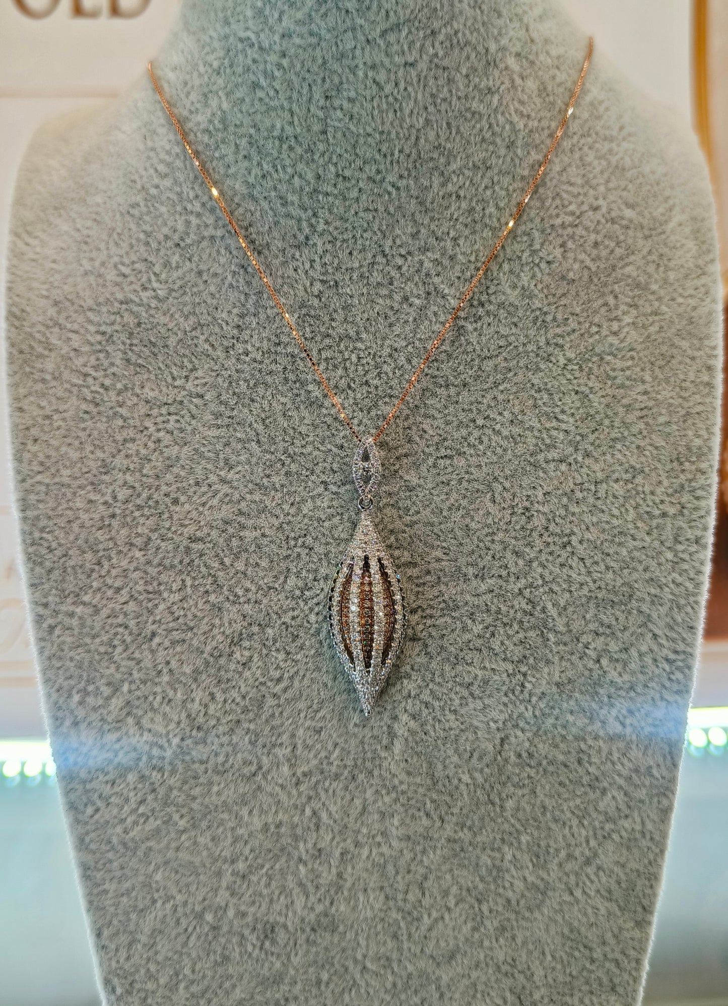 18k Rose & White Gold Natural Diamond Necklace