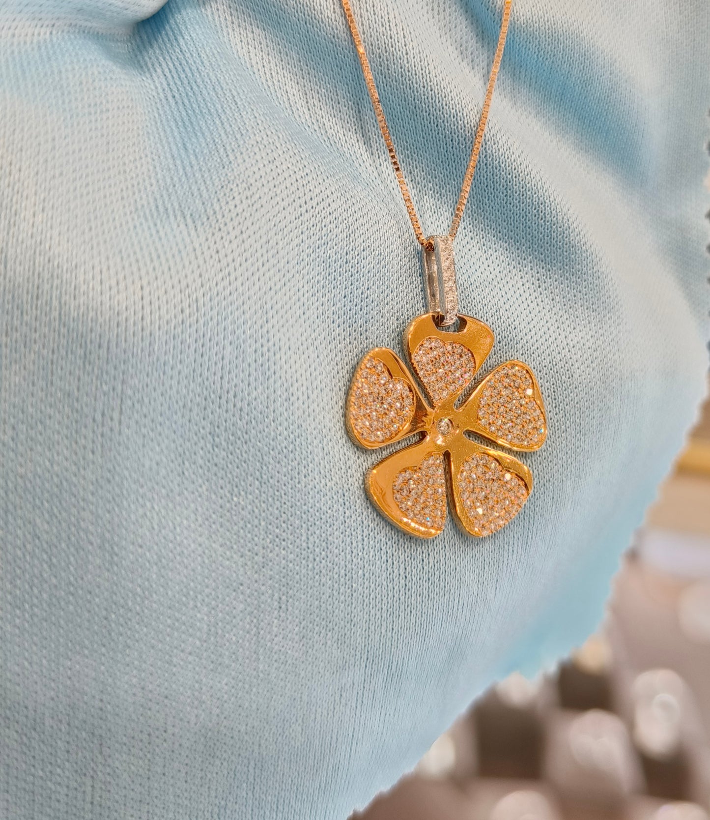 18k Rose Gold Natural Diamond Necklace