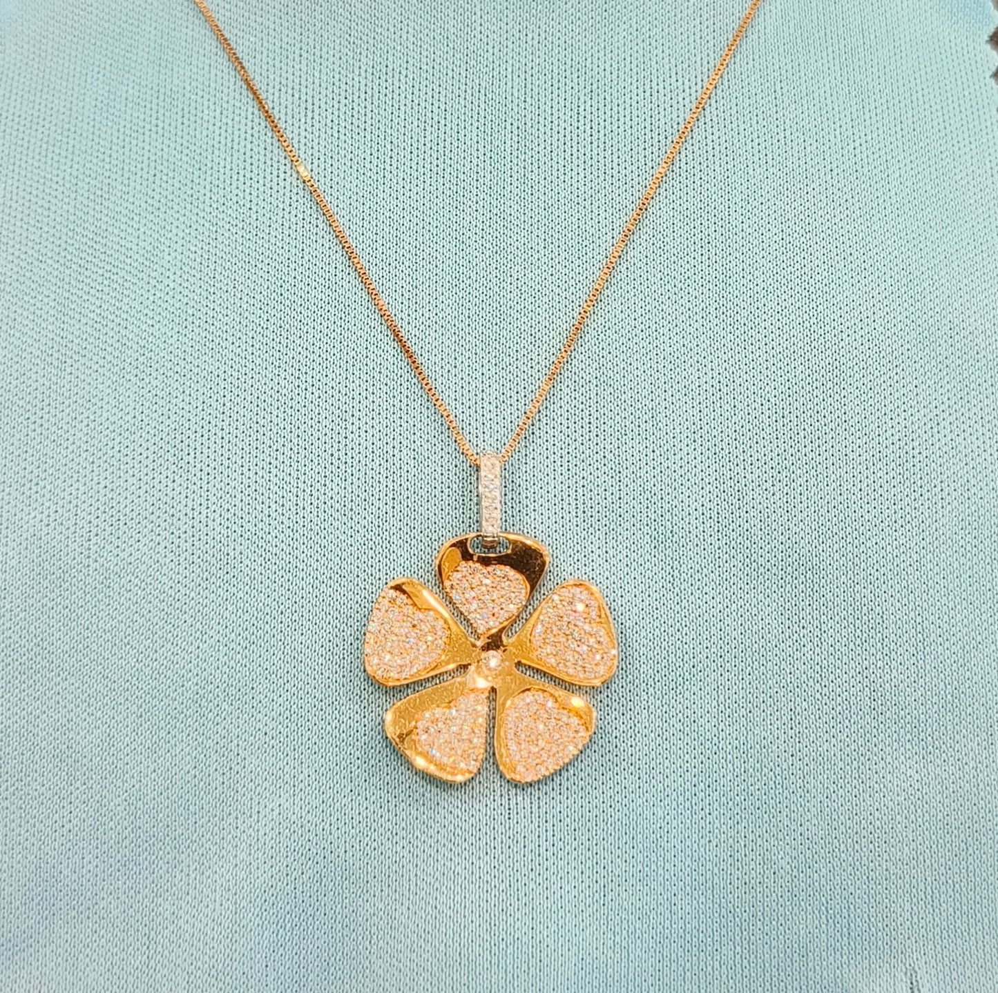 18k Rose Gold Natural Diamond Necklace