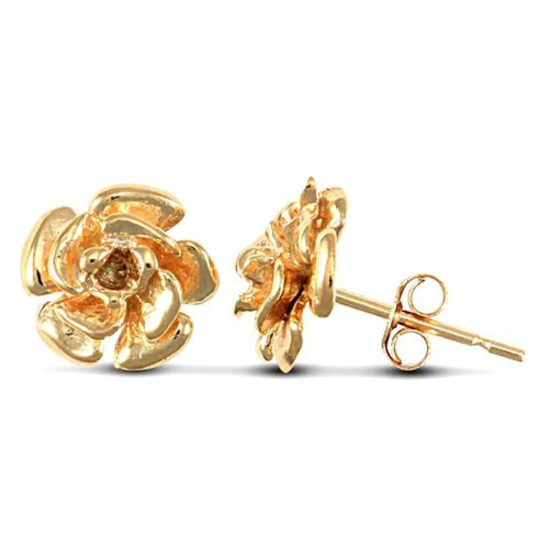9ct Yellow Gold Hand Finished Flower Design Stud Earrings