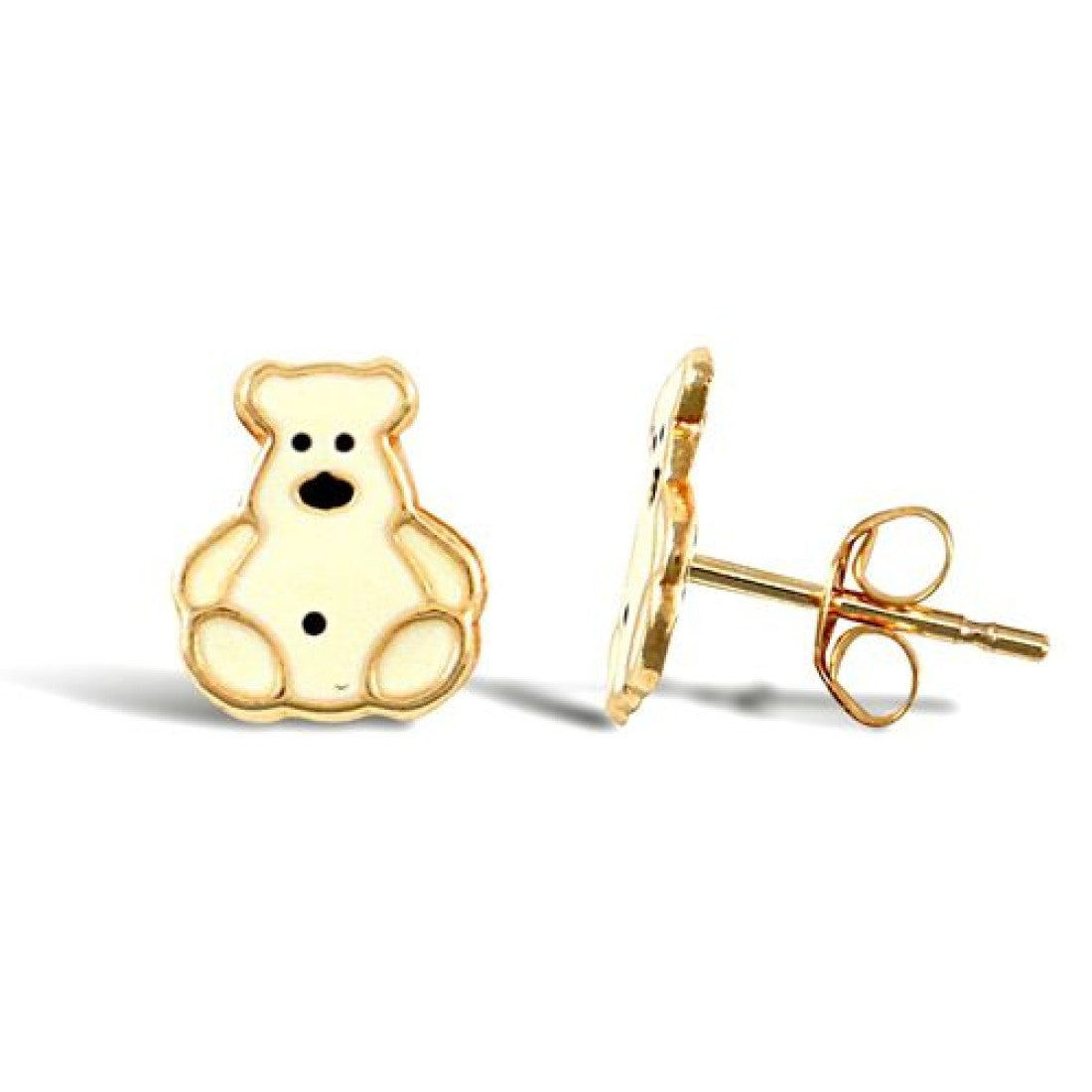 9ct Yellow Gold Polar Bear Stud Earrings