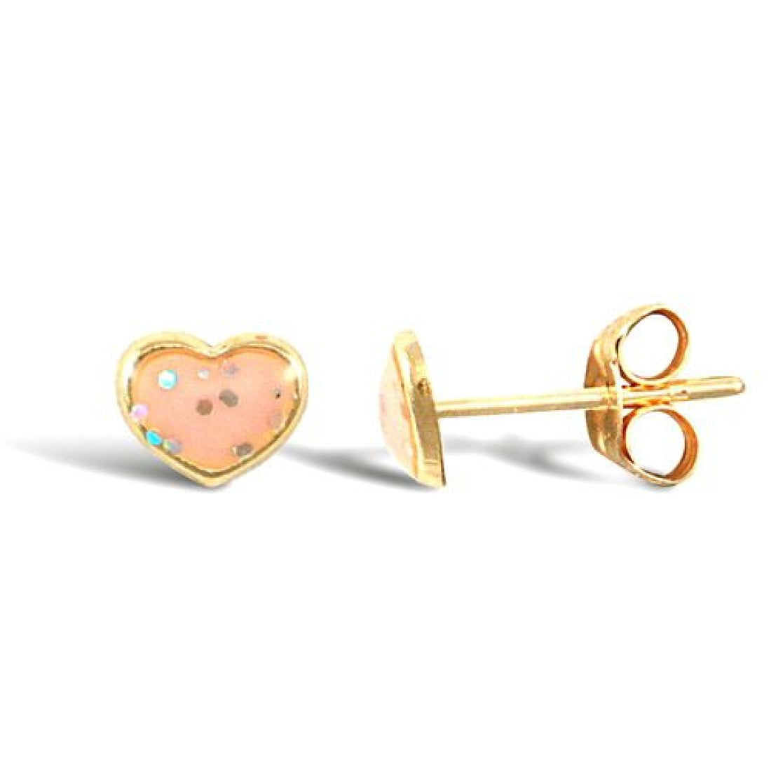 9ct Yellow Gold Heart Stud Earrings