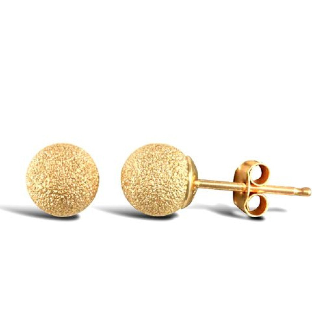9ct Yellow Gold Frosted 5mm Ball Stud Earrings