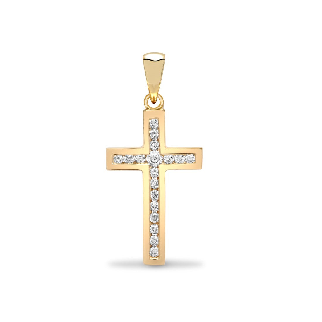 9ct Yellow Gold Channel Set CZ Cross