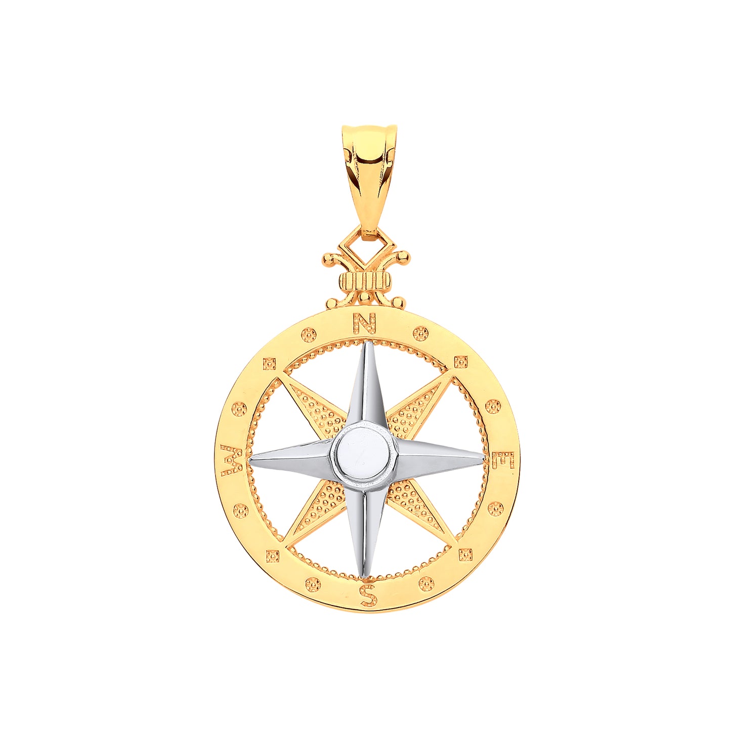 Yellow & White Gold Compass Pendant