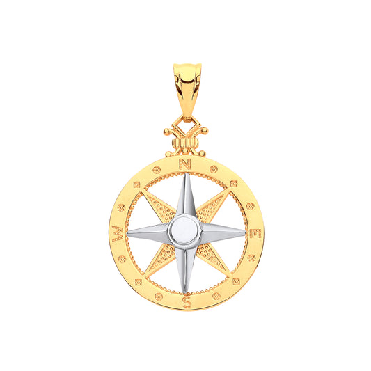 Yellow & White Gold Compass Pendant