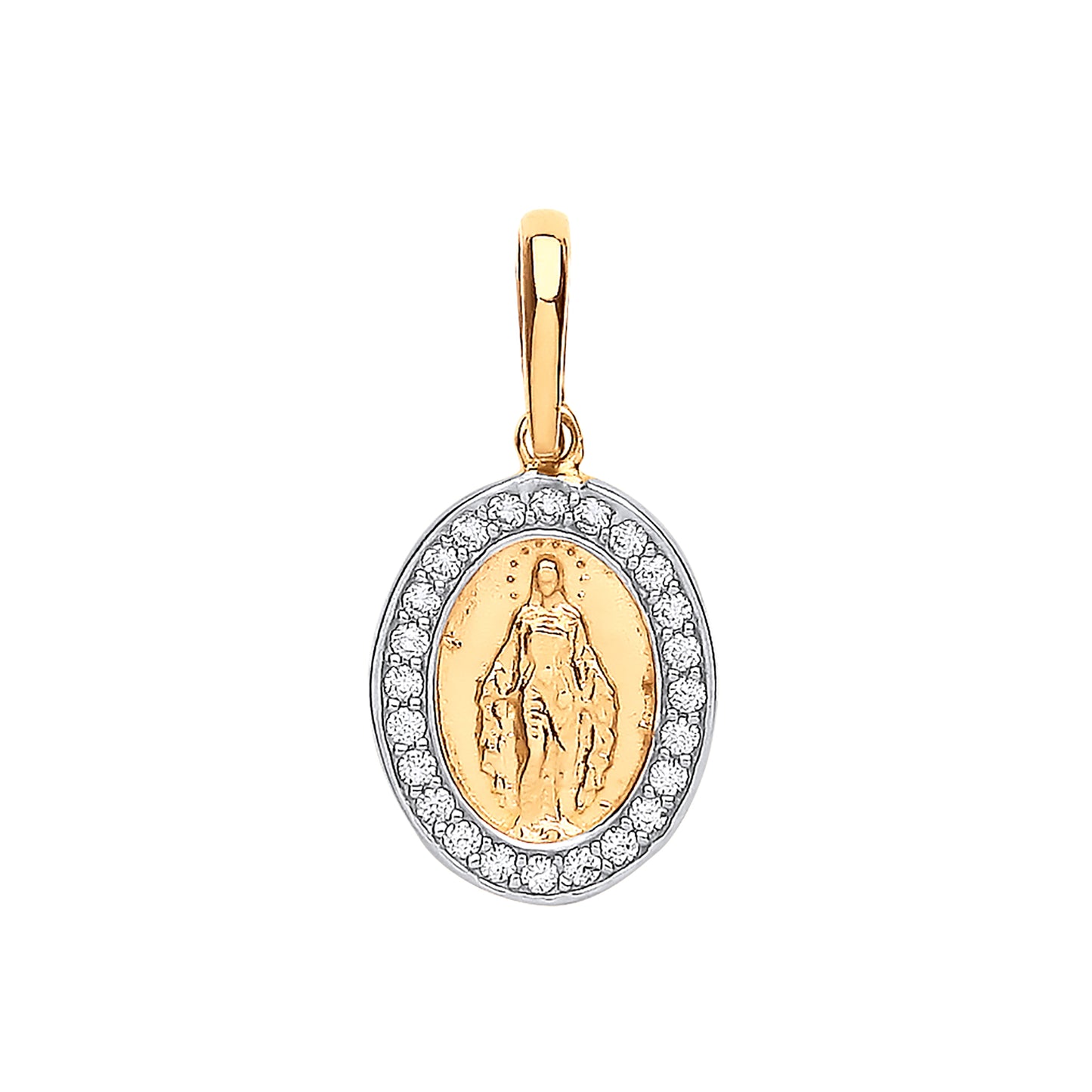 9ct Yellow Gold Miraculous Medallion CZ Pendant