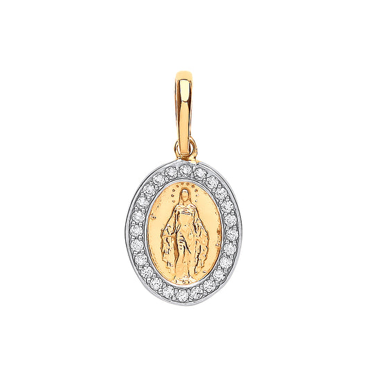 9ct Yellow Gold Miraculous Medallion CZ Pendant