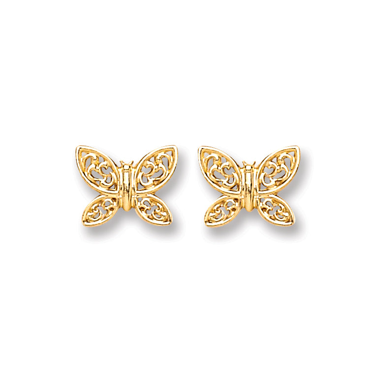 9ct Yellow Gold Butterfly Studs